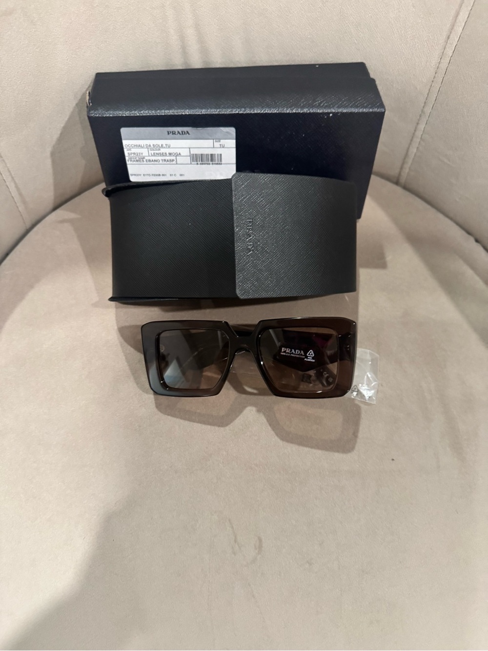 Prada Dark Brown Square Frame Sunglasses